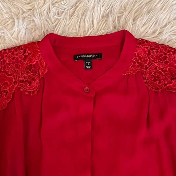 NWOT | Banana Republic | Red Blouse | Lace Detail - Picture 3 of 13